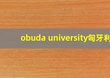 obuda university匈牙利